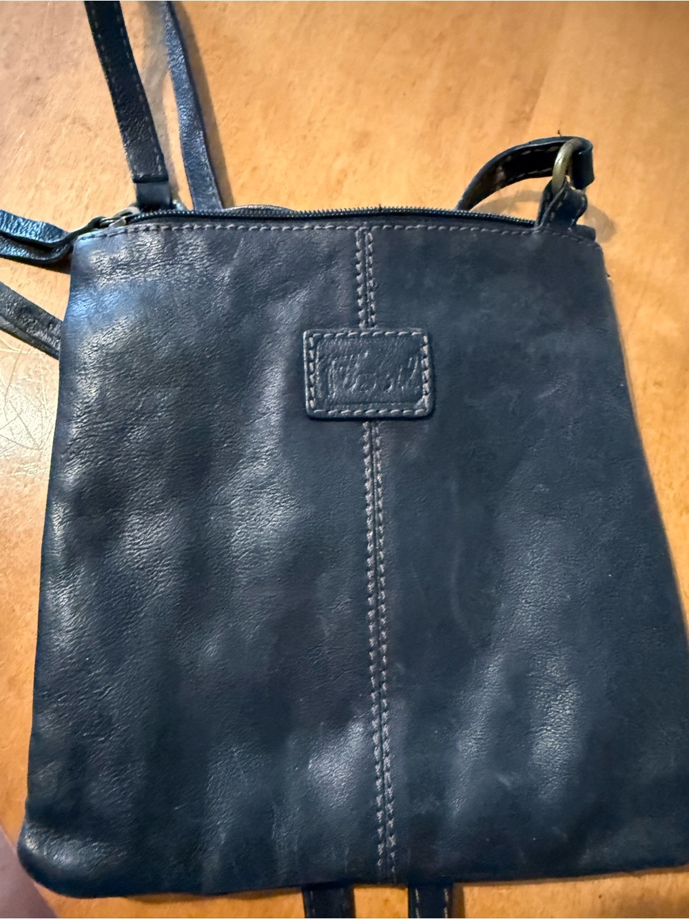 Stone & Co. Navy Blue Leather Mini Crossbody Bag